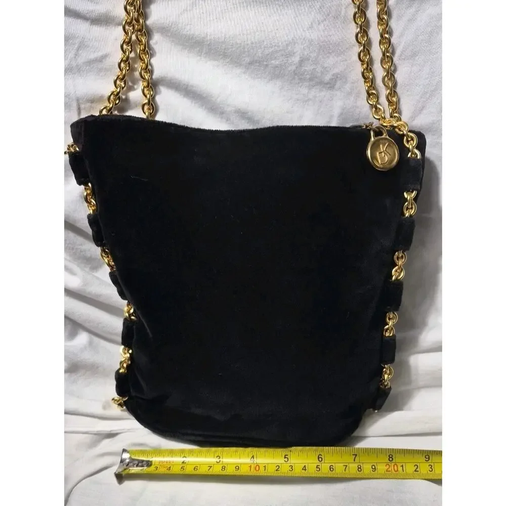 DONNA‎ KARAN BLACK GOLD CHAIN EVENING BAG PURSE VINTAGE